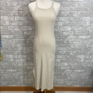 Old Navy Cream Ribbed Midi Dress